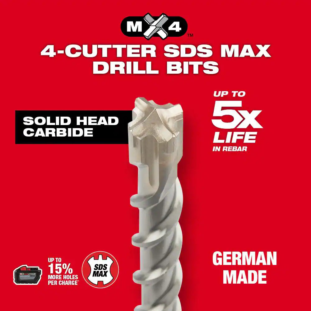 3/4 In. X 21 In. 4-Cutter SDS-MAX Carbide Drill Bit