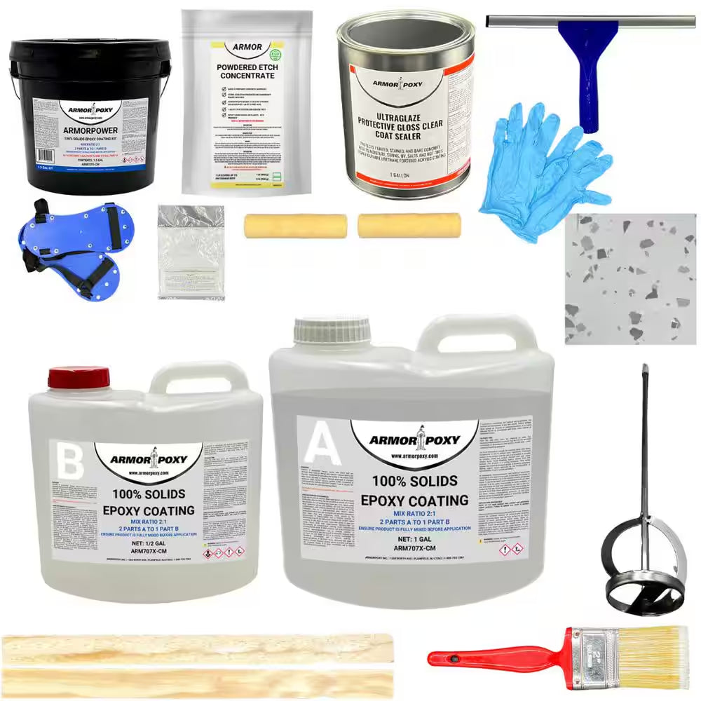 1.5 Gal. Gray Gloss 2Part 300Sq.Ft. Epoxy Kit Interior Industrial Concrete Basement & Garage Epoxy Floor Paint Kit