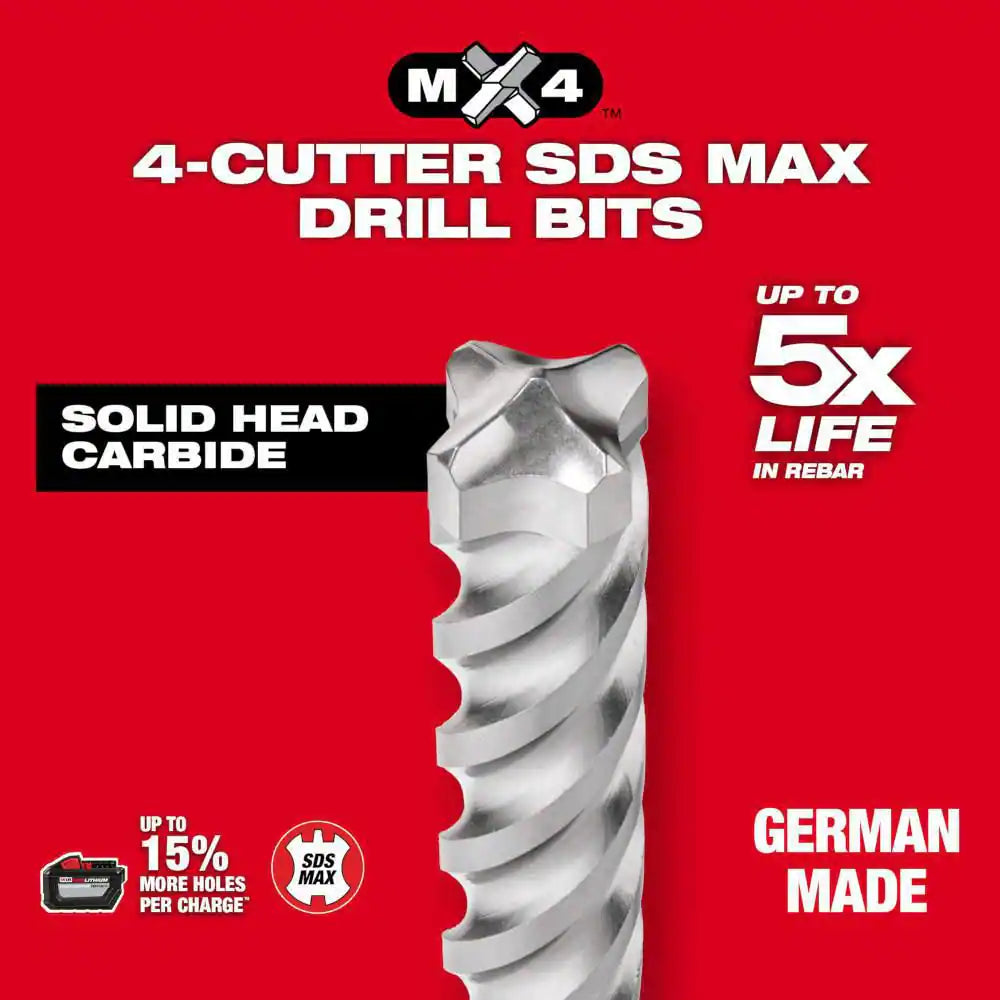 5/8 In. X 36 In. 4-Cutter SDS-MAX Carbide Drill Bit