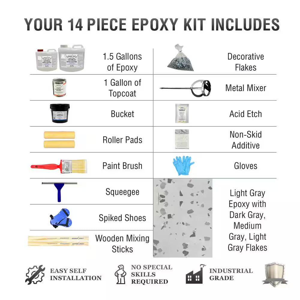 1.5 Gal. Gray Gloss 2Part 300Sq.Ft. Epoxy Kit Interior Industrial Concrete Basement & Garage Epoxy Floor Paint Kit