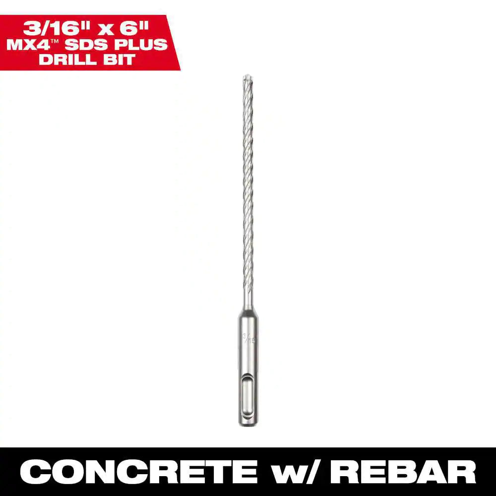 3/16 In. X 6 In. 4-Cutter SDS-PLUS Carbide Drill Bit