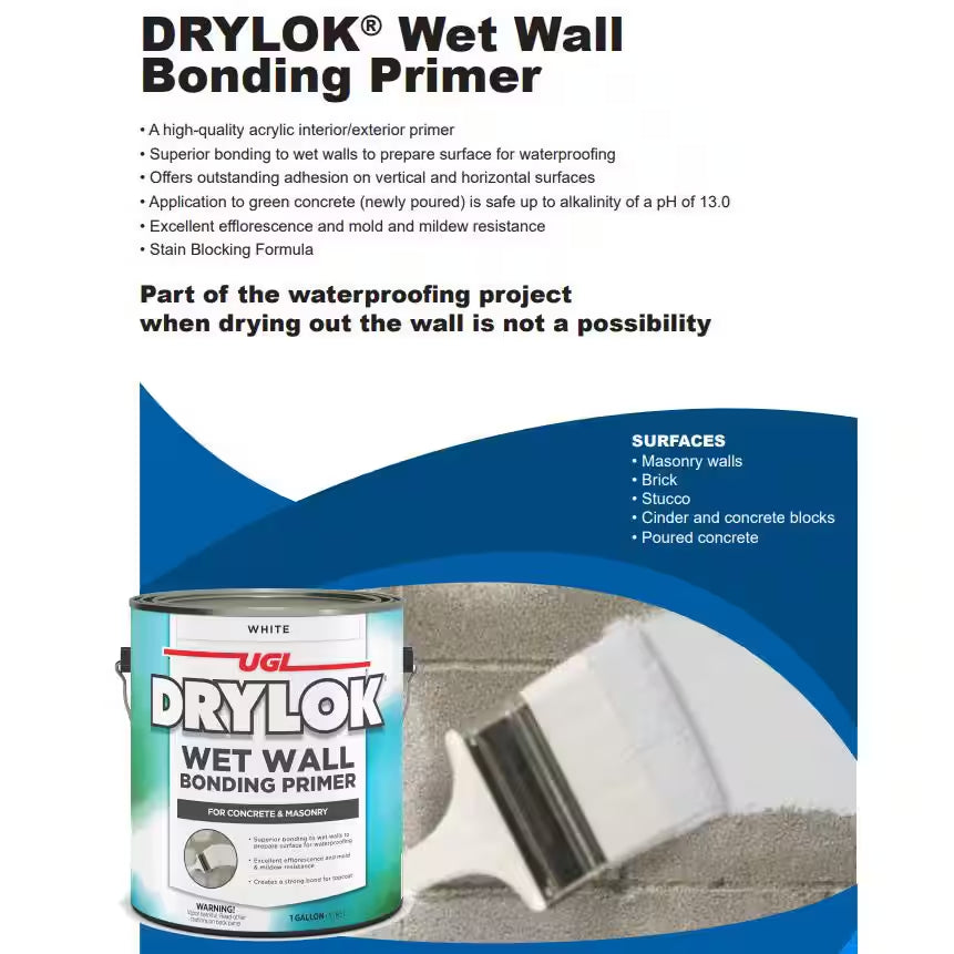 1 Gal. White Acrylic Interior/Exterior Wet Wall Bonding Primer for Concrete and Masonry