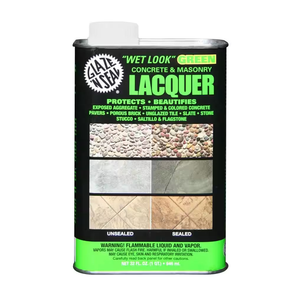 1 QT. Clear Wet Look Green Concrete and Masonry Lacquer Sealer