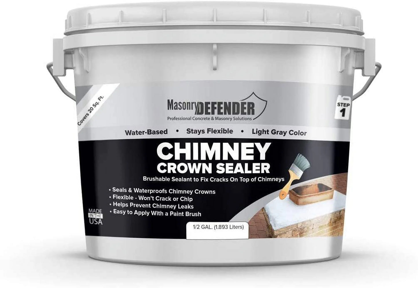 , Concrete, Light Gray Fixes Cracked Chimney Brushable Industrial Sealant, 5.5 Lbs