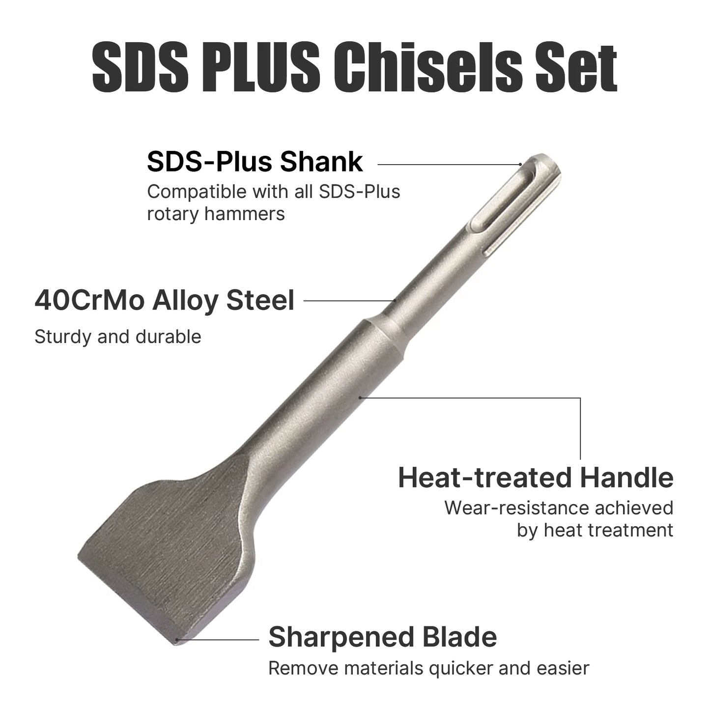 SDS plus Shank Electric Hammer Masonry Point Groove Flat Chisel Tools Wall Rock Drill Bit for Tile Cement Concrete Brick Stone