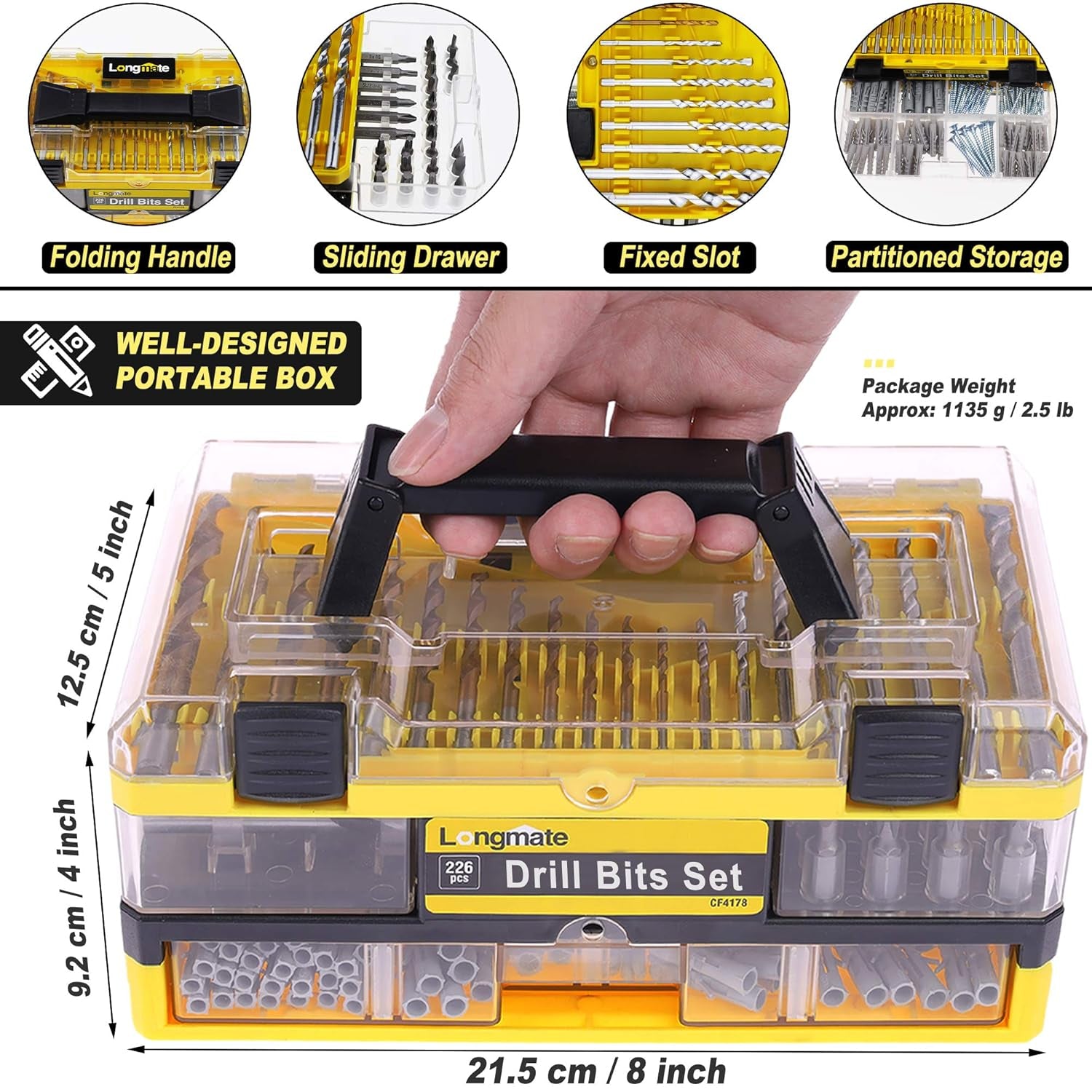 Drill Bits Set/Screwdriver Bit Set,  226-Piece Drilling and Driving Accessories with Drywall Anchor and Screw, Drill Sets Combo Kit for Wood Metal Concrete Drilling and Screw Driving