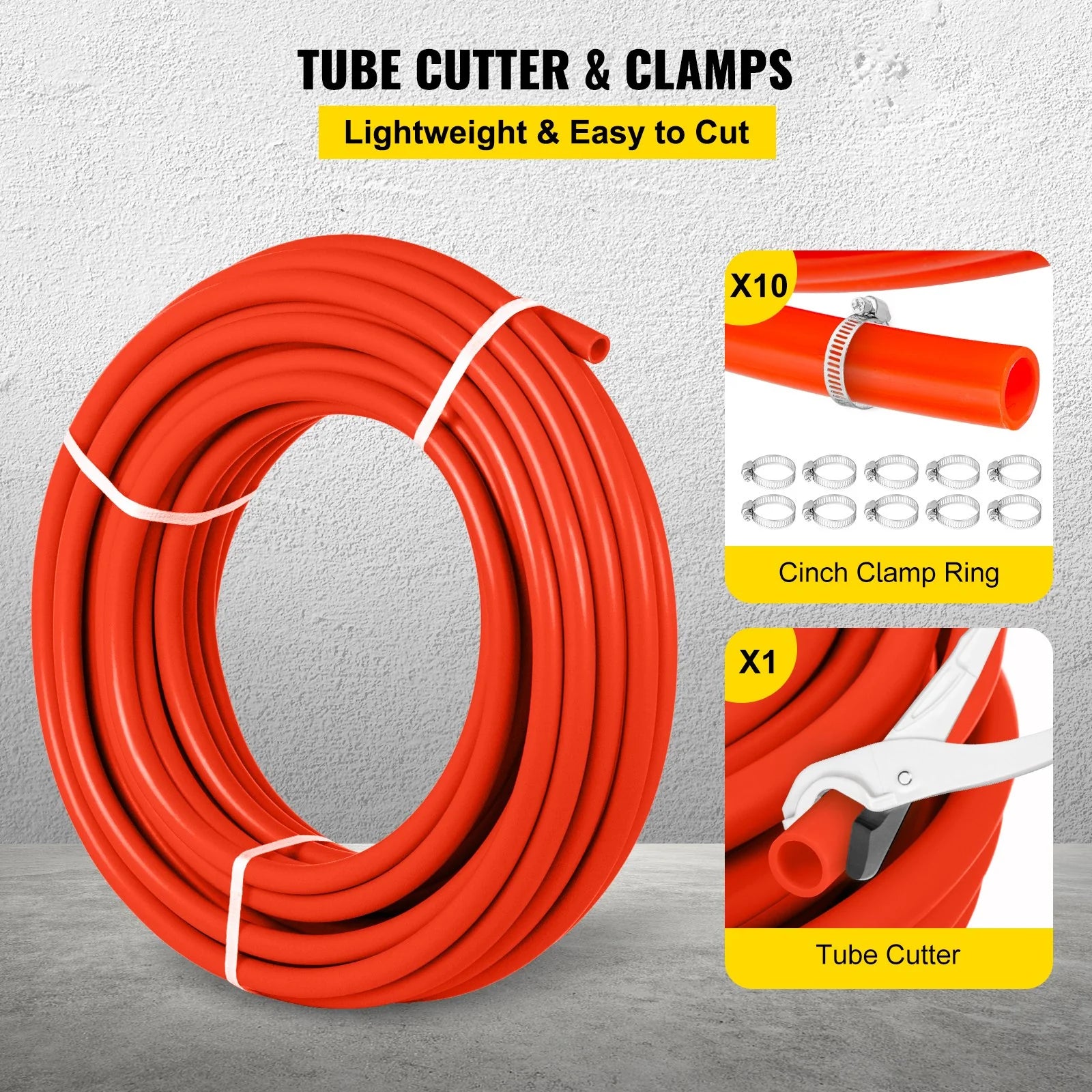 VEVOR 1000Ft PEX Tubing Pipe 1/2 PEX Tubing Oxygen Barrier Radiant Floor PEX Pipe Radiant Heat Floor Heating Plumbing Cold and Hot Water Tubing