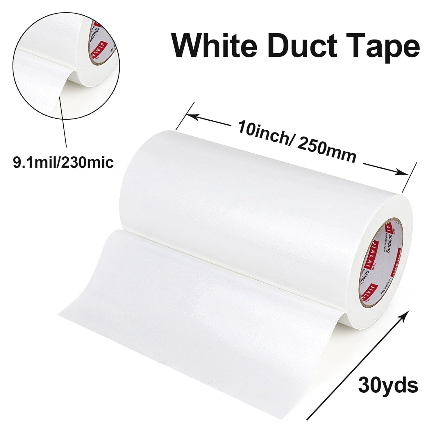 10" Wide White Duct Tape, Heavy Duty Waterproof Tape 10 Inches X 30 Yards, 9 Mil