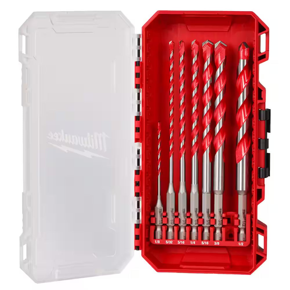 SHOCKWAVE Carbide Hammer Drill Bit Kit (7-Piece) for Concrete, Stone, Masonry Drilling