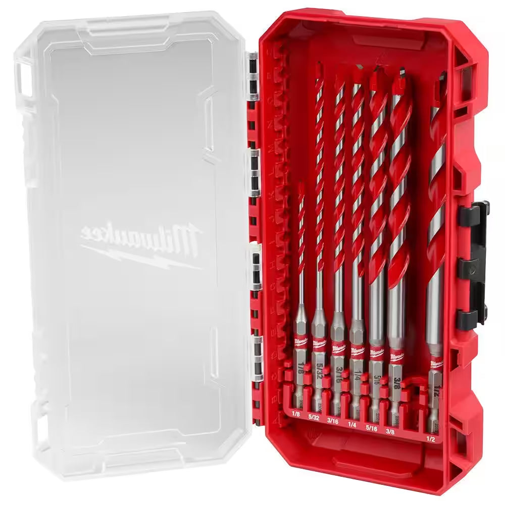 SHOCKWAVE Carbide Hammer Drill Bit Kit (7-Piece) for Concrete, Stone, Masonry Drilling